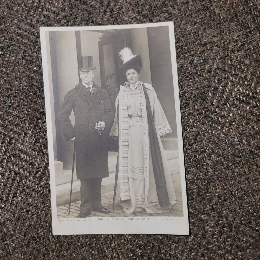 Antique Mr & Mrs Chamberlain Real Photo Postcard RPPC Rotary Photographic Series - Picture 1 of 4
